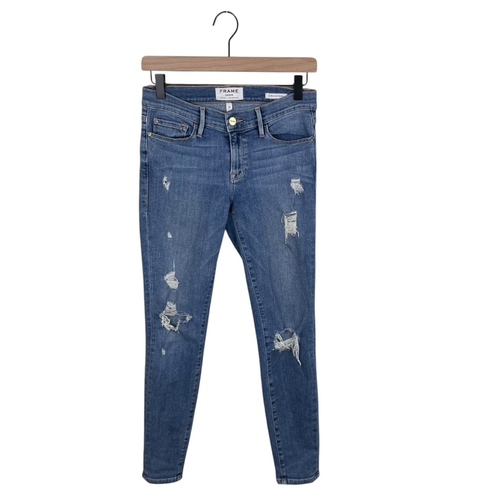 FRAME Denim Le Skinny De Jeanne Size 28 Kitty Hawk Wash Distressed Jeans Cotton